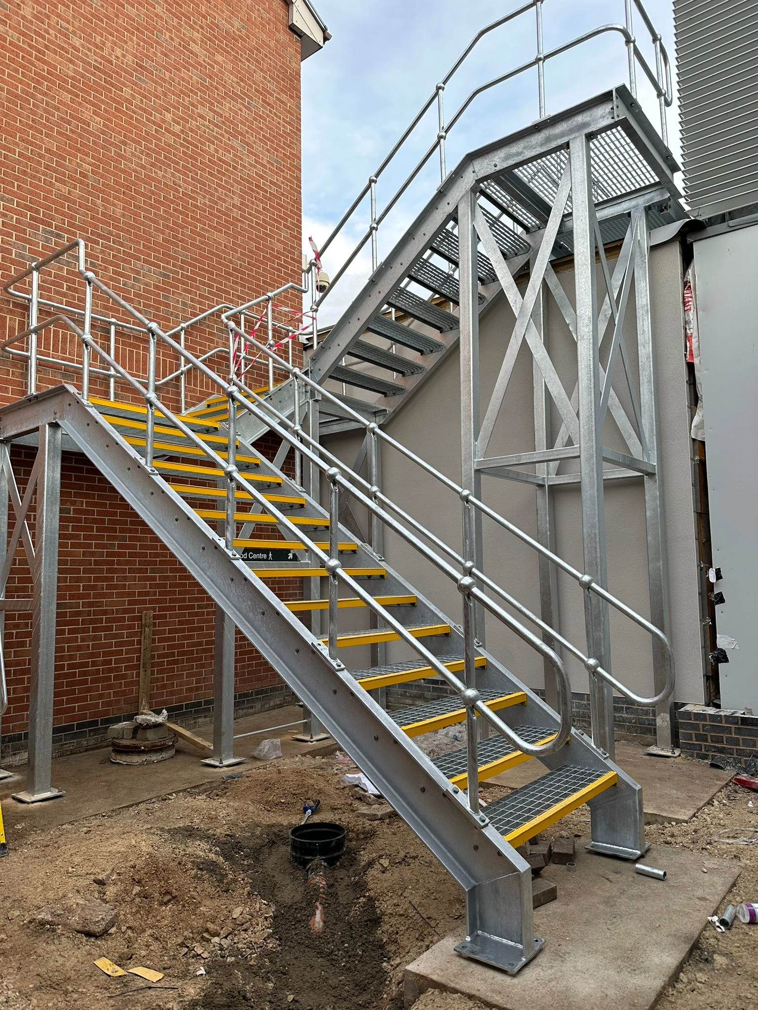 Staircases, two tier staircase with high advisability steps.