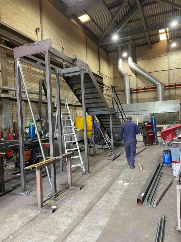 A large access staircase for Enderby Leicestershire, fabricated in our workshop, installed at there premise.