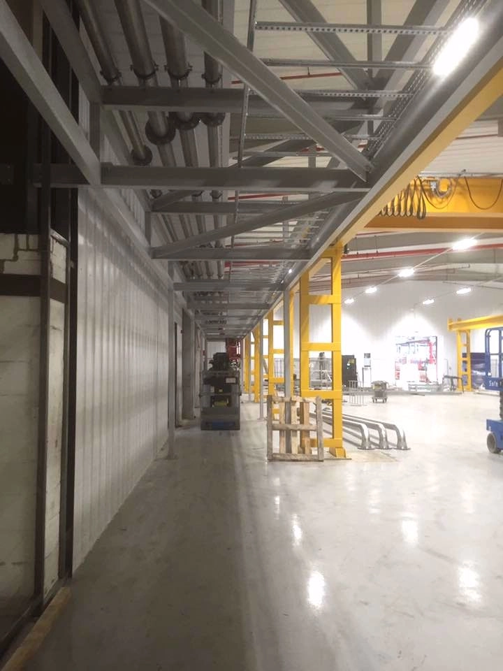 Walkway underneath a service gantry designed and fabricated for a customer in Oakham